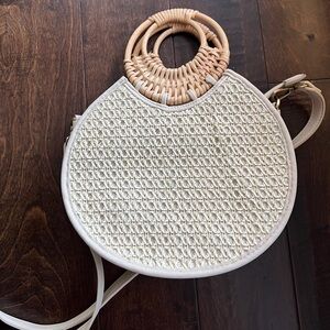 Anthropologie Cream Woven Handbag